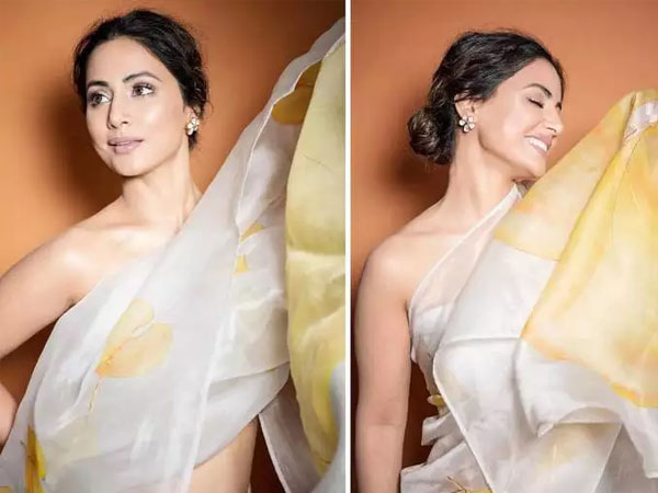 फ्लोरल साड़ी में हिना खान