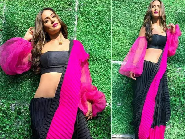 स्टाइलिश साड़ी में हिना खान