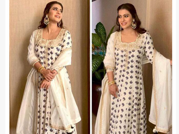 व्हाइट अनारकली सूट में काजोल