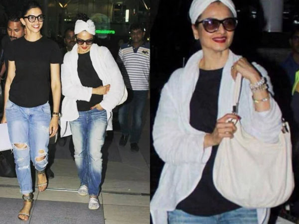 ब्लू जींस में रेखा