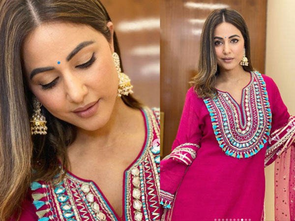 Hina Khan Pink Sharara Suit