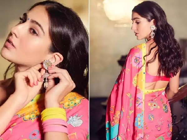 Sara Ali Khan Looks Beautiful In Multicolour Saree