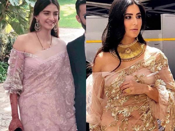 ऑफ शोल्डर टॉप के साथ साड़ी