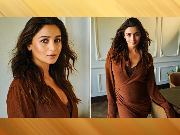 ब्राउन रैप ड्रेस 