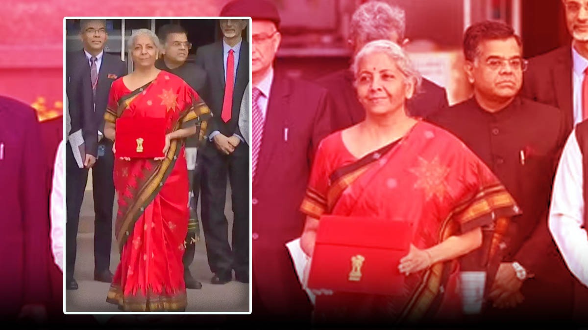 Budget 2023: Nirmala Sitharaman wore Red Silk Saree gifted from Karnatakas Dharwad Budget 2023: Nirmala Sitharaman wore Red Silk Saree gifted from Karnatakas Dharwad