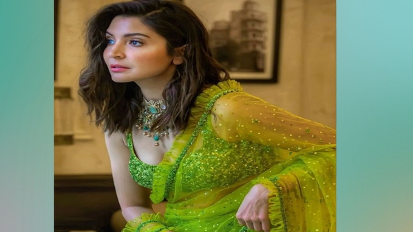 latest green saree designs for Sawan