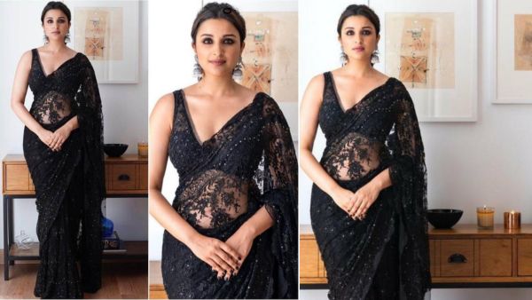 parineeti chopra fusion saree with trendy blouse designs 