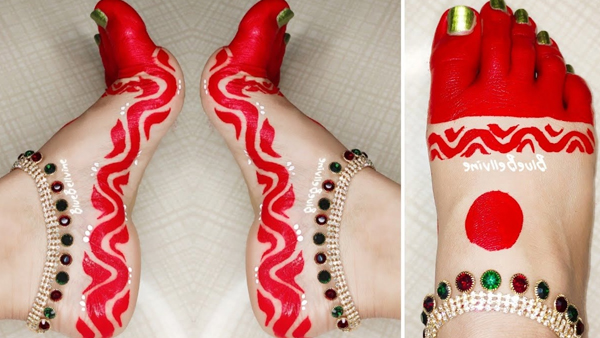  Simple and beautiful Alta design for Navratri and Durga Puja 2023