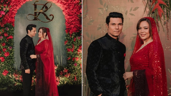 Randeep Hooda Lin Laishram Black And Red Ethnic Dress For Mumbai Wedding Reception See Photos