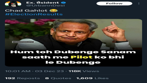 memes on assembly chunav results 2023 of telangana mp chhattisgarh rajasthan viral on social media