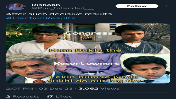 memes on assembly chunav results 2023 of telangana mp chhattisgarh rajasthan viral on social media