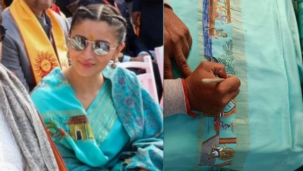 Alia Bhatt Wore Handpainted Ramayana-Themed Pattachitra Saree in Ayodhya, Alia Bhatt Wore Handpainted Ramayana-Themed Pattachitra Saree in Ayodhya,