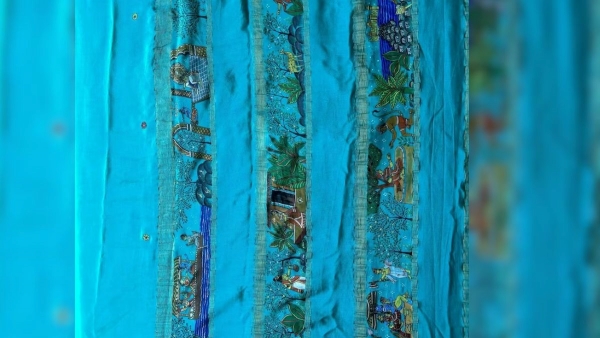 Alia Bhatt Wore Handpainted Ramayana-Themed Pattachitra Saree in Ayodhya, Alia Bhatt Wore Handpainted Ramayana-Themed Pattachitra Saree in Ayodhya,