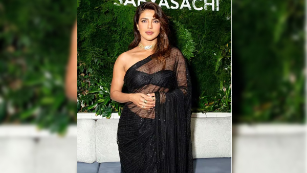 Priyanka Chopra in transparent saree and Blouse