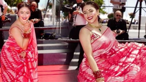 Cannes 2024 Bangladeshi actress Ashna Habib Bhabna Wore Her Mother Saree at red carpet