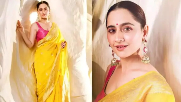 Heeramandi actress Sanjeeda Sheikh s yellow Banarasi blouse sari