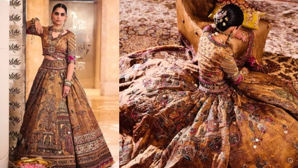 Vintage Lehenga With Nandi Motifs And Geeta Shalok