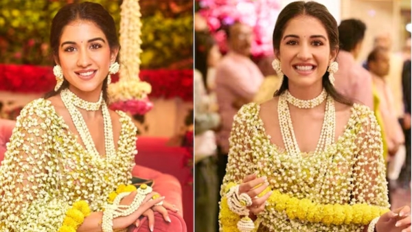 Radhika Merchant Wore Yellow Lehenga and Floral Dupatta For Haldi Ceremony