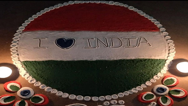 Easy and Simple Tri Color Rangoli Designs For 15th Aug