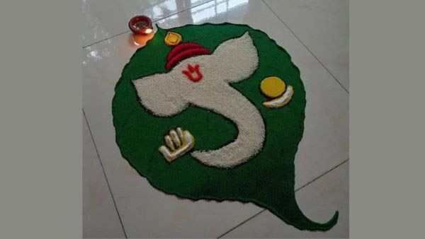 Organic Ganpati Rangoli Ideas