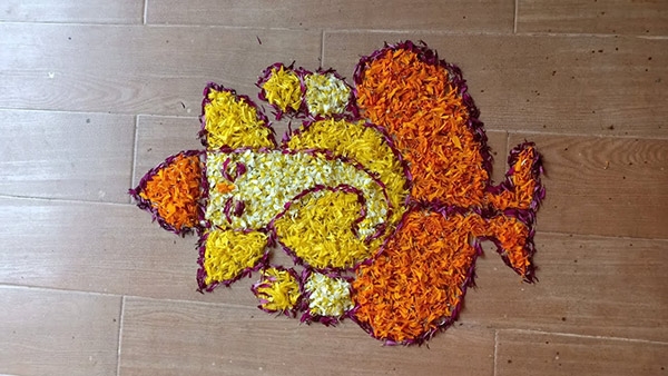 Easy And Beautiful Eco Friendly and Organic Ganpati Rangoli Ideas