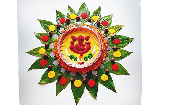 Easy And Beautiful Eco Friendly and Organic Ganpati Rangoli Ideas