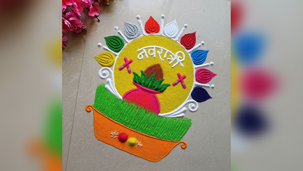 Navratri Rangoli Designs: इन सुंदर रंगोली डिजाइन्स से करें माता रानी का  स्‍वागत, खूबसूरत लगेगा घर का आंगन | Navratri Rangoli Designs 2024: Easy and  Simple rangoli ideas, see photos - Hindi ...