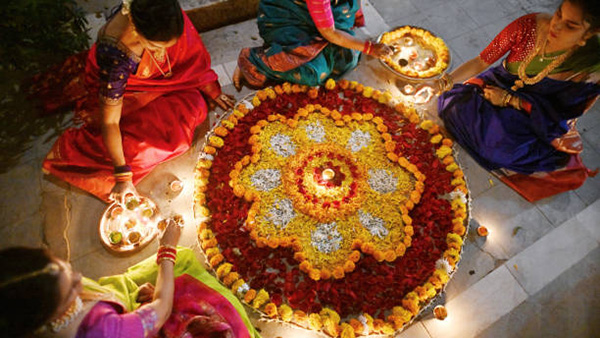 flower rangoli designs for diwali