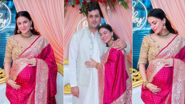 Shraddha Arya s Godh Bharai Saree Look