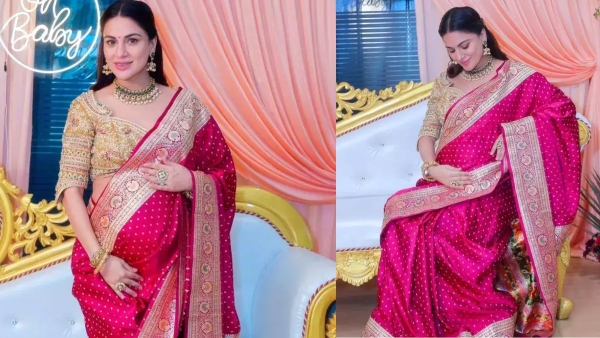 Shraddha Arya s Godh Bharai Saree Look