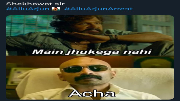 Allu Arjun Arrest Memes See Viral Memes Funny Post of Inspector Shekhawat from Pushpa Movie