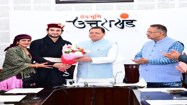 Uttarakhand CM Pushkar Dhami launch mere gaon ki baat first Jaunsari feature film poster promo video