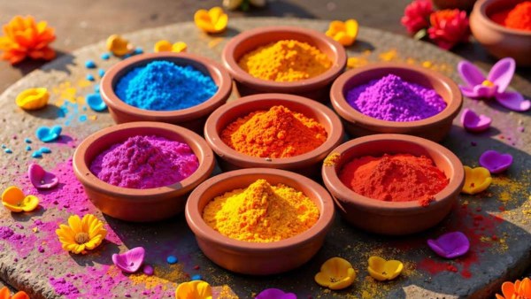 Holi Colors With Flowers