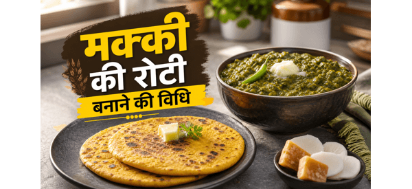 गरमा गरम मक्के की रोटी और सरसों का साग की तैयार डिश