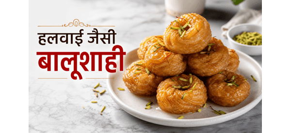 हलवाई जैसी रसीली और खस्ता बालूशाही की तैयार डिश