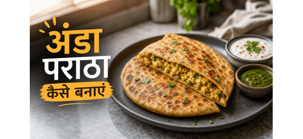 गरमा-गरम और क्रिस्पी एग भुर्जी पराठा की थाली गरमा-गरम और क्रिस्पी एग भुर्जी पराठा की थाली