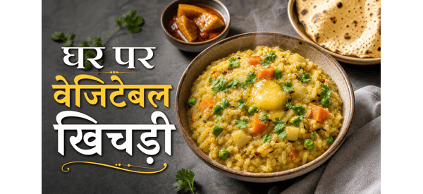स्वादिष्ट और पौष्टिक वेजिटेबल खिचड़ी की तैयार डिश स्वादिष्ट और पौष्टिक वेजिटेबल खिचड़ी की तैयार डिश