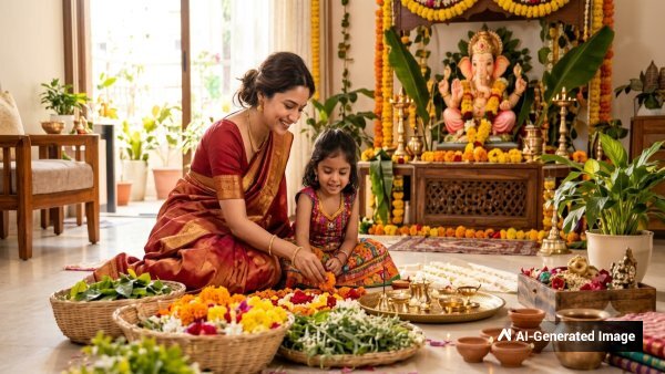 Ganesh Pooja Flowers Reuse
