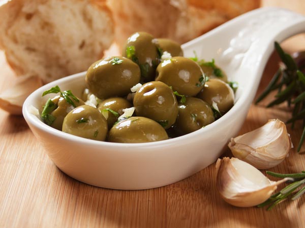 Pickled green olives