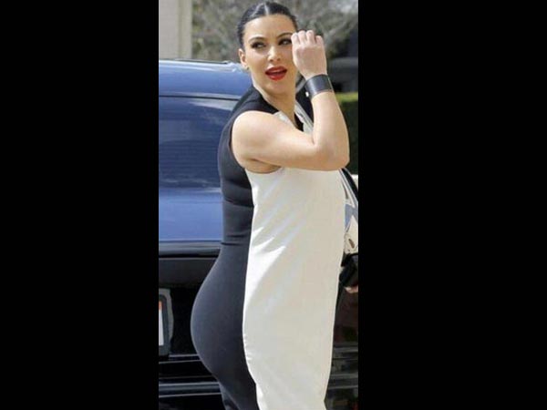 In monochrome black and white dress