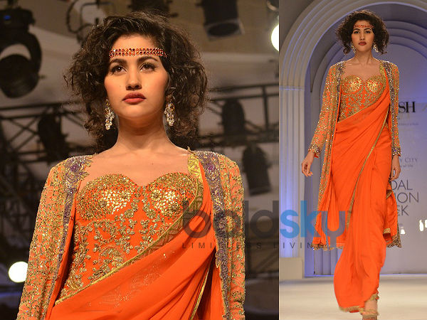 Orange Saree With Jacket