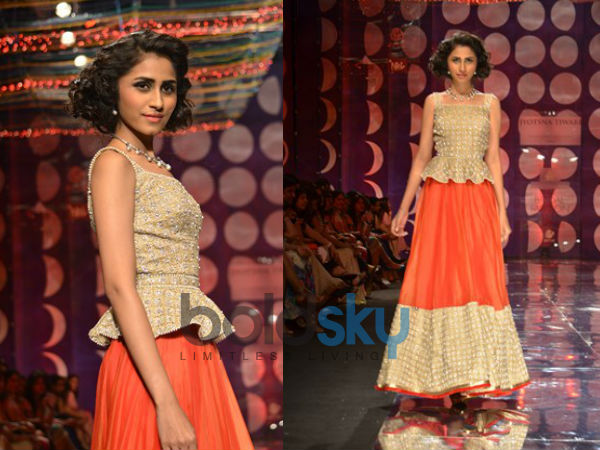 Orange Lehenga With Peplum Choli