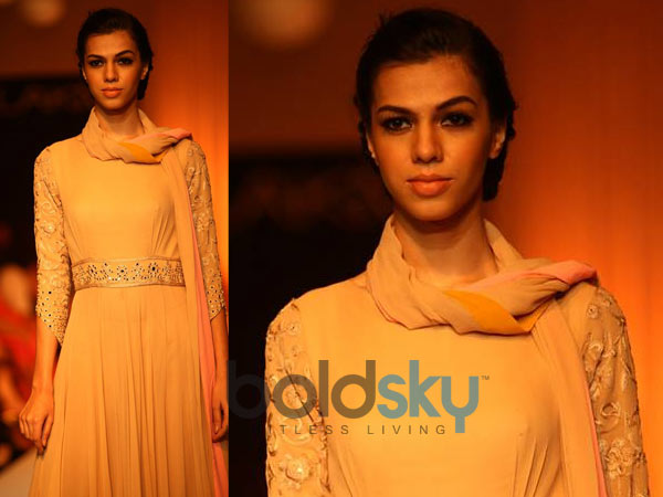 Yellow Anarkali With Drape 