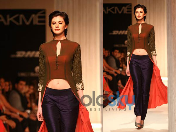 Brown n Blue Indo-Western outfit