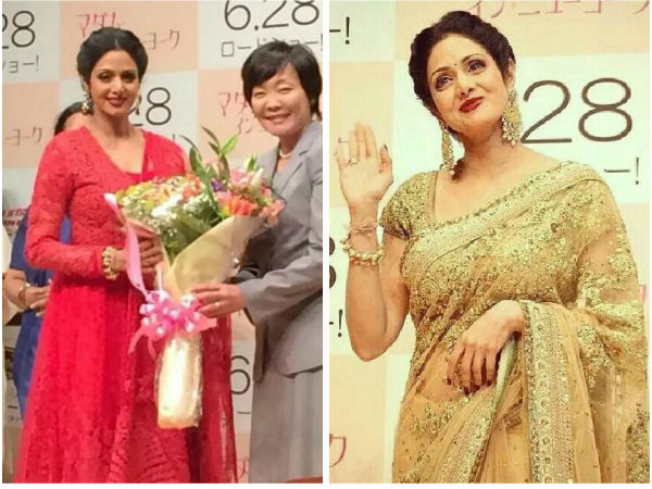 Sridevi In Two Sabyasachi Outfits At Tokyo Sridevi In Two Sabyasachi Outfits At Tokyo