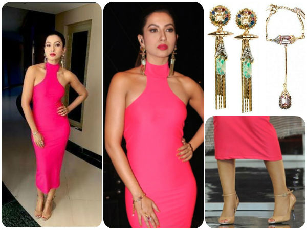 gauahar khan in pink dress