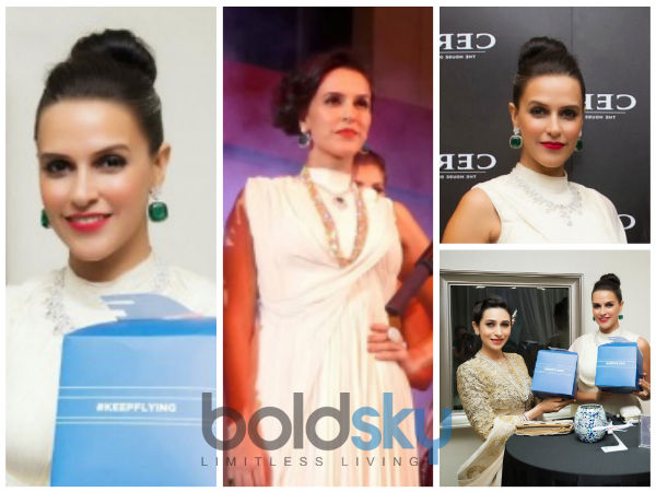 neha dhupia in white gown