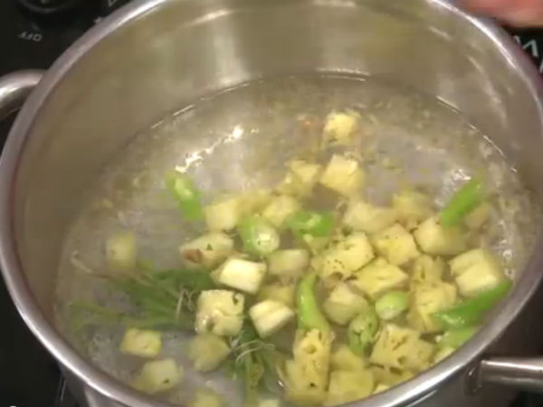add in the ingredients to the pineapple rasam