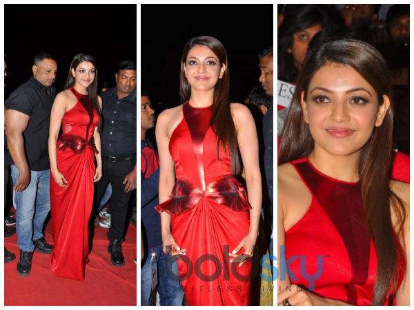 Kajal Aggarwal Sparkles In A Red Amit Aggarwal Gown Kajal Aggarwal Sparkles In A Red Amit Aggarwal Gown