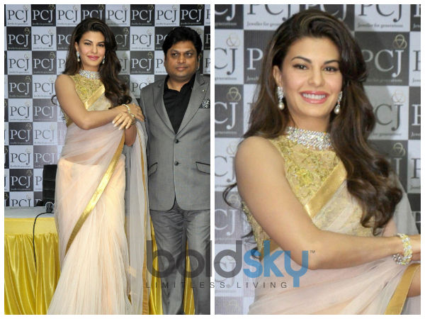 jacqueline fernandez in frou frou saree